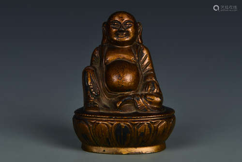 A BRONZE GILT BUDAI QING DYNASTY