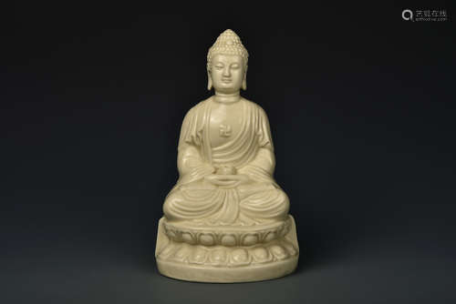 A BLANC-DE-CHINE SHAKYAMUNI MING DYNASTY