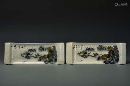 PAIR QIANJIANGCAI INKWELL REPUBLIC PERIOD