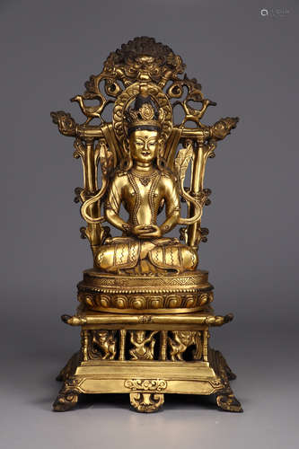 CHINESE GILT BRONZE BUDDHA