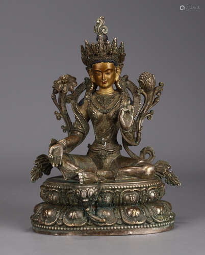 CHINESE GILT BRONZE BUDDHA