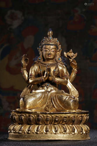 CHINESE GILT BRONZE BUDDHA