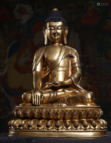 CHINESE GILT BRONZE BUDDHA