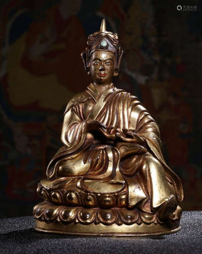 CHINESE GILT BRONZE BUDDHA