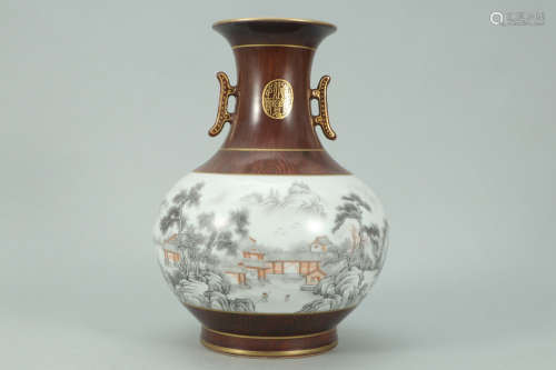 QIANLONG MARK, CHINESE FAMILLE ROSE VASE