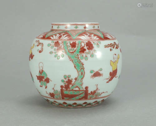 JIAJING MARK, CHINESE WUCAI COLORED JAR