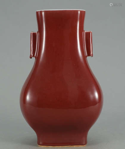 QIANLONG MARK, CHINESE RED GLAZED VASE