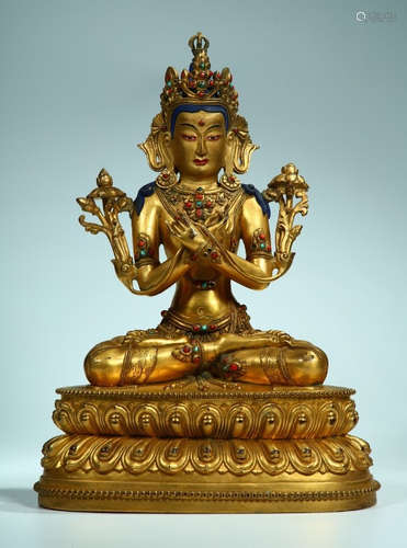 CHINESE GILT BRONZE BUDDHA