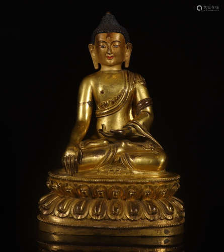 CHINESE GILT BRONZE BUDDHA