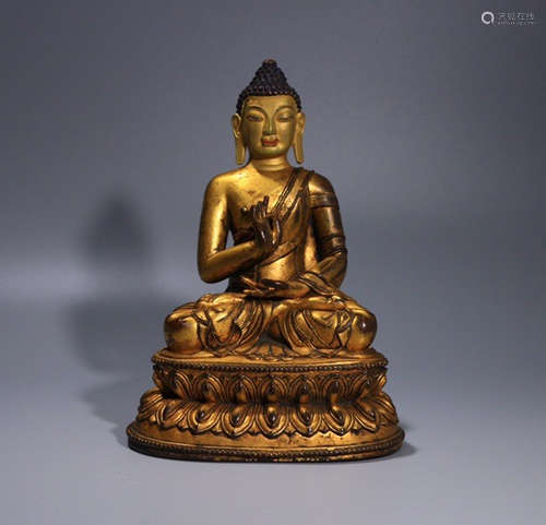 CHINESE GILT BRONZE BUDDHA