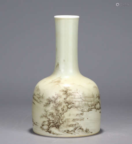 YONGZHENG MARK, CHINESE INK COLORED VASE