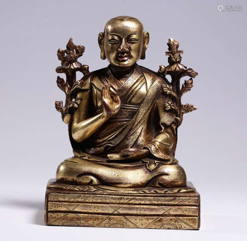 CHINESE GILT BRONZE BUDDHA