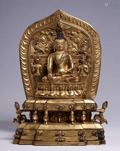 CHINESE GILT BRONZE BUDDHA