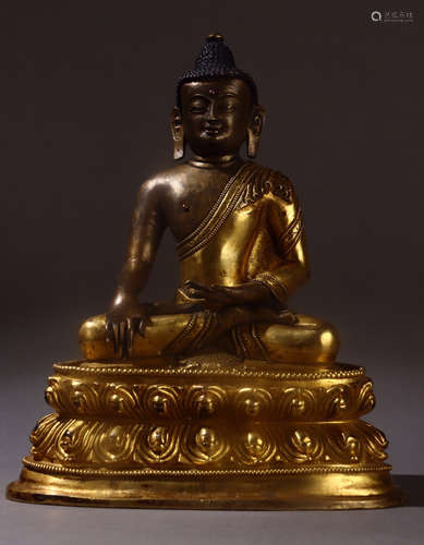 CHINESE GILT BRONZE BUDDHA