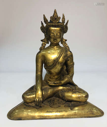 CHINESE GILT BRONZE BUDDHA