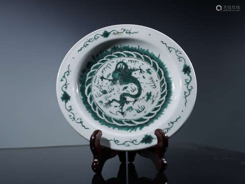 CHINESE BLUE & WHITE DRAGON PLATE