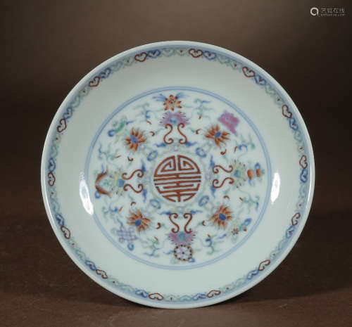 DAOGUANG MARK, CHINESE DOUCAI PLATE