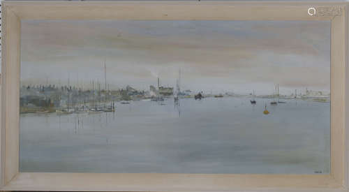 Anthony R. Cook - View of Shoreham Harbour, Sussex, oil on canvas, signed and dated '72, 59cm x