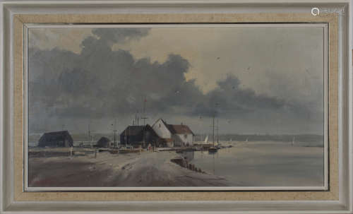 Marcus Ford - 'Birdham', 20th century oil on canvas, signed recto, titled Frost and Reed label