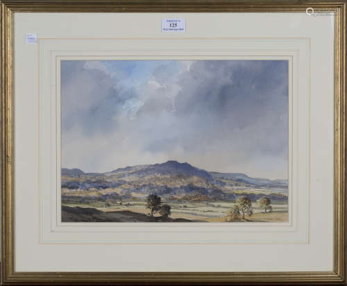 Cavendish Morton - Hilly Landscape, watercolour, signed and dated 1984, 26cm x 37cm, within a gilt