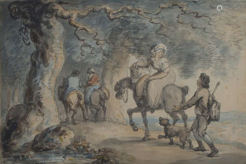 Thomas Rowlandson - On the Way to Market, late 18th/early 19th century watercolour and ink, possibly