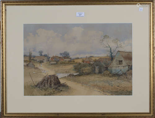 Will Anderson - View of a Farm, late 19th/early 20th Century watercolour and gouache, signed, 33.5cm