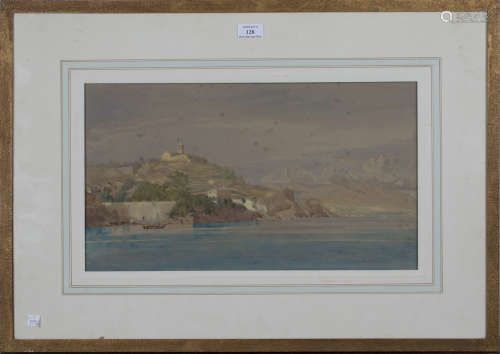 Attributed to Harry Johnson - 'Savona' (View of the Italian Town from the Sea), watercolour with