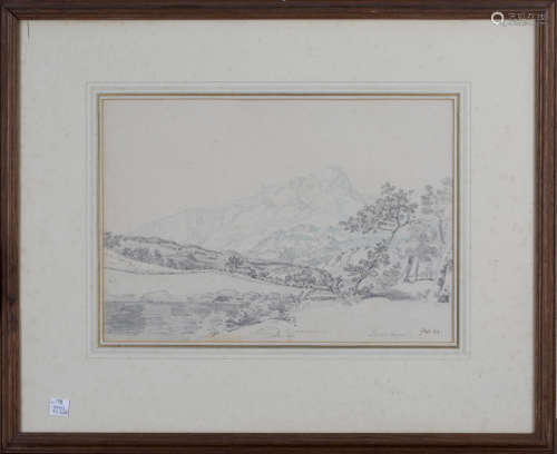 James Ward - 'Snowdon', pencil and wash, signed with initials in ink and titled in pencil, 23cm x