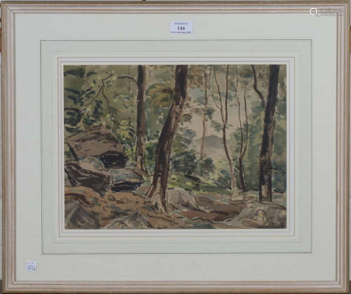 William Warden - 'Wood in Wales', watercolour, signed recto, titled label verso, 28cm x 38cm, within