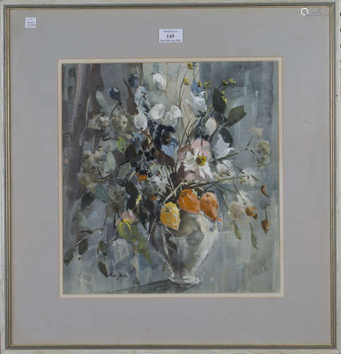 Ann Yates - 'Autumn Sketch', watercolour with gouache, signed recto, titled label verso, 37cm x 34.