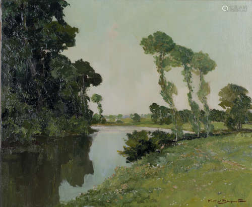 Francesco Pablo de Besperato - View along a River, oil on canvas, signed, 50.5cm x 60cm.Buyer’s