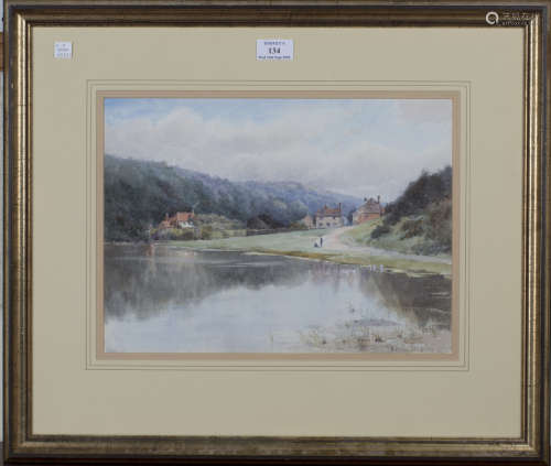 Fred Dixey - Landscapes with Ponds, probably Surrey, a pair of watercolour, both signed, each 26cm x