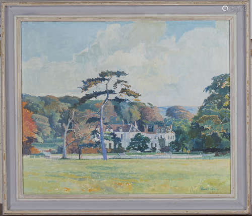 Richard P. Cook - View of Firle Place, 20th century oil on canvas, signed recto, inscribed verso,