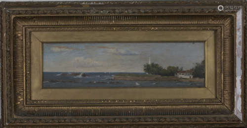 H.P., Continental School - View of a Lighthouse in Sri Lanka, oil on canvas, signed with monogram