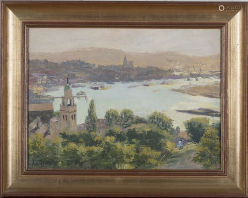 Alan Stenhouse Gourley - 'The Medway, Chatham', 20th century oil on board, signed recto, titled Mall