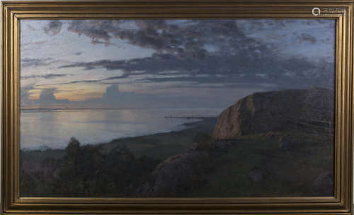 Alfred Bergström - Rocky Coastal View, Sweden, oil on canvas, signed and dated 1928 recto, inscribed