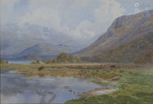 William Egerton Hine - 'Derwentwater', watercolour, signed and dated 1914, 33.5cm x 49cm, within a