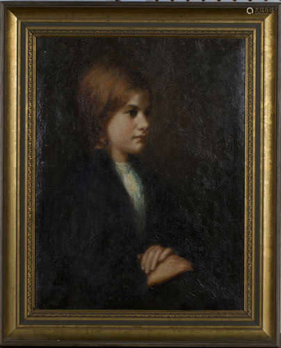 British School - Half Length Portrait of a Young Woman with Auburn Hair, late 19th/early 20th