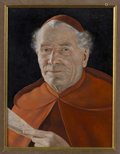 Otto Eichinger - Portraits of Cardinals, a pair of late 20th century oils on board, both signed