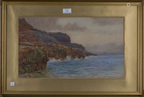 Norman Netherwood - Rocky Coastal View, early 20th century watercolour with gouache, signed, 27.