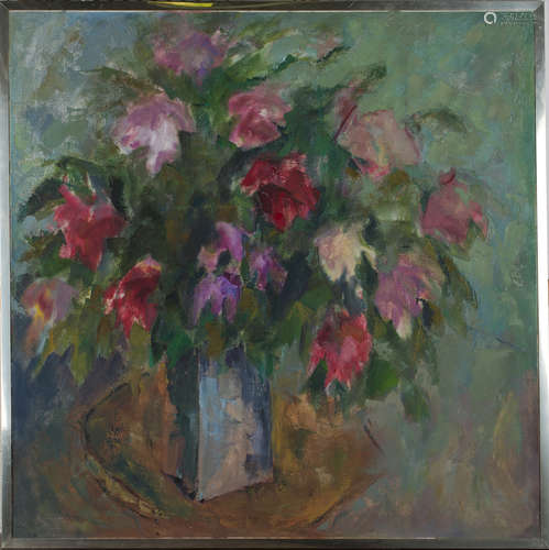 Jean Young - 'Rhododendrons', 20th century oil on canvas, indistinctly signed recto, artist's name