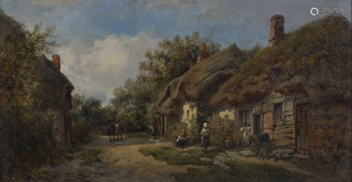 William Pitt - 'Old Cottages, Rushton, Wilts', oil on canvas, signed with monogram recto, titled and