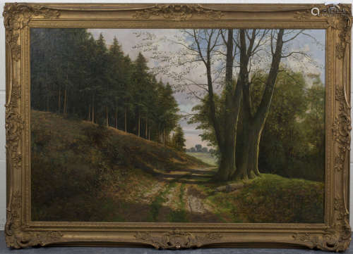 David Mead - View along an Autumnal Woodland Track in Sussex, and Snowy Landscape with Pool of