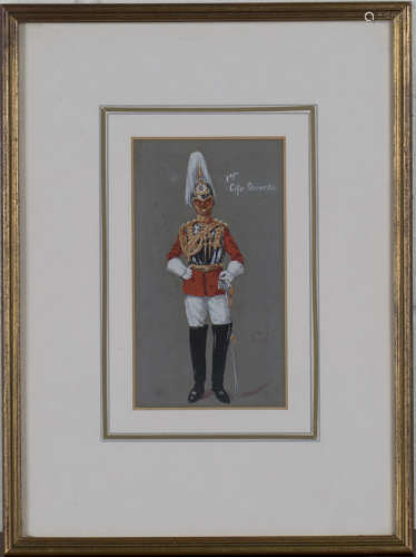 'Cob' - '1st Life Guards', early 20th century watercolour and gouache, signed and titled, 17.5cm x