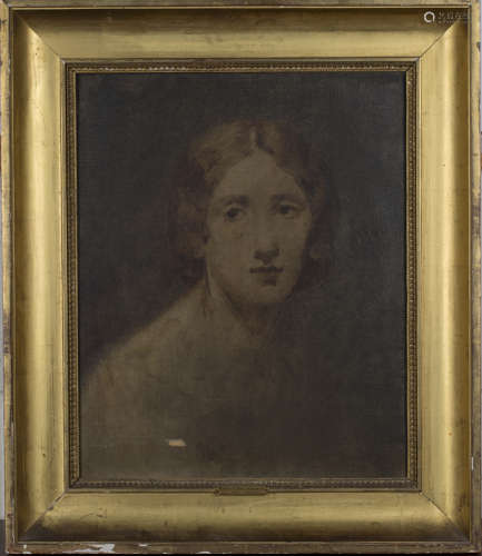 Attributed to Thomas Couture - Head Study of a Lady, 18th century oil on canvas, labels verso,