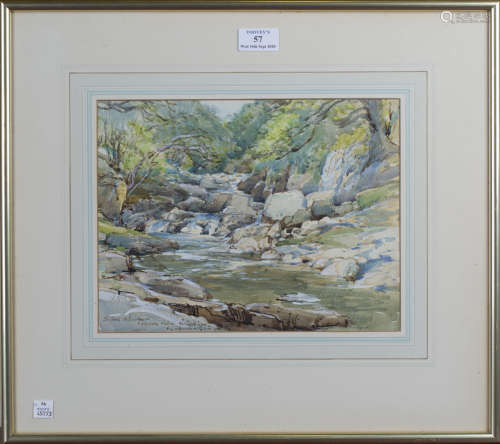 Samuel John Lamorna Birch - View of Lamorna Valley, watercolour with gouache, signed and