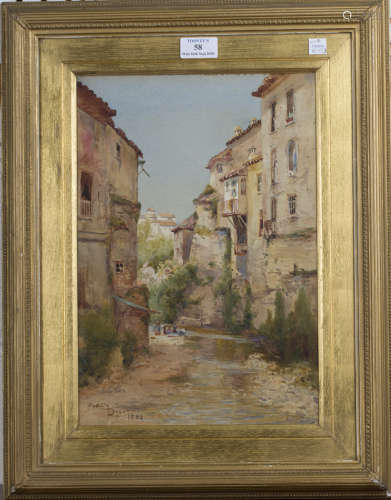 Percy Dixon - 'Granada', watercolour, signed and dated 1894, 36cm x 24.5cm, within a gilt