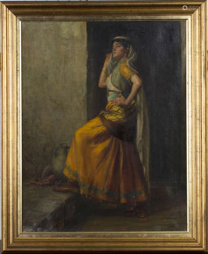 Rowland Holyoake - Eastern Dancer, early 20th century oil on canvas, signed, 47.5cm x 37.5cm, within