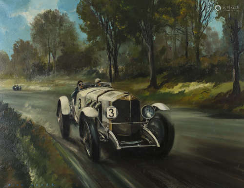 Dion Pears - Early Mercedes Racing Car, mid-20th century oil on canvas, signed, 70cm x 90.5m, within