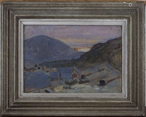 Kate Elizabeth Olver - 'Hebridean Sunset', early 20th century oil on board, artist's name and titled